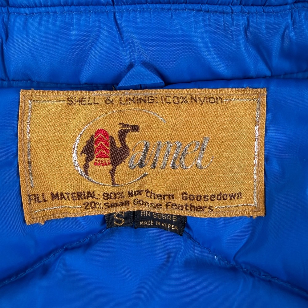 Vintage Camel Puffer Vest Mens S‎ Blue Orange Goose Down 80/20 Retro Insulated - Picture 5 of 10